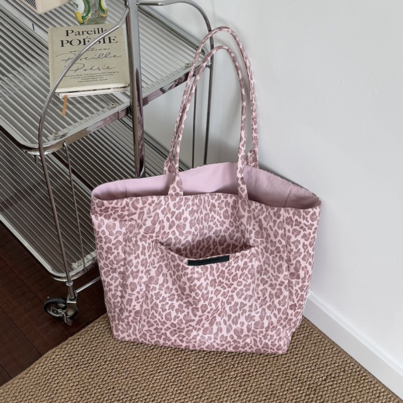 Retro Leopard Canvas Tote Bag Large Capacity DoubleSided Shoulder Shopper 7