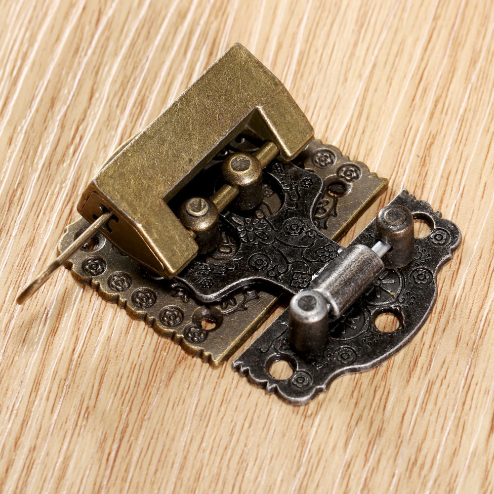 Vintage Chinese Brass Lock Latch Set For Wooden Boxes And Cabinets 0