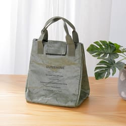 reusable insulated lunch bag waterproof paper-style tote with aluminum foil thermal lining
