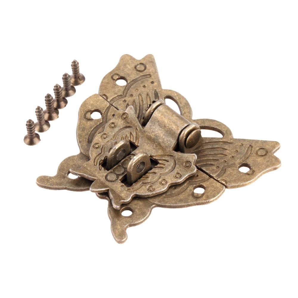 Antique Bronze Butterfly Jewelry Box Latch Vintage Box Clasp Latch With Screws For Cabinets Cases 2