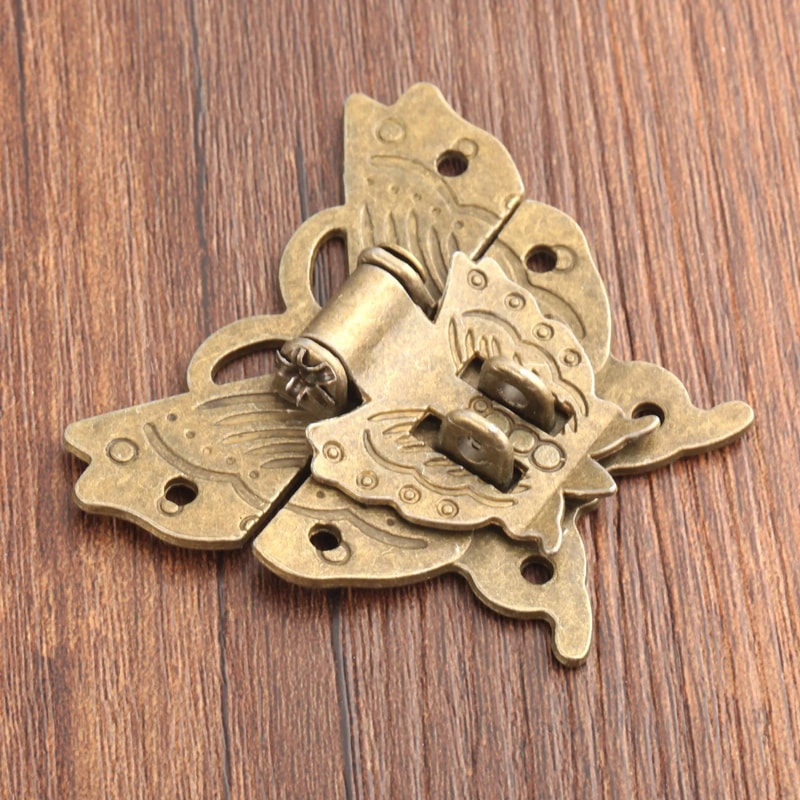 Antique Bronze Butterfly Jewelry Box Latch Vintage Box Clasp Latch With Screws For Cabinets Cases 0