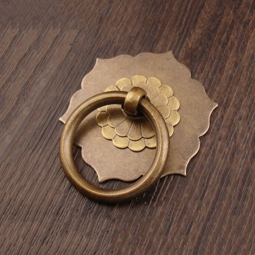 Antique Bronze Ring Pull Cabinet Handles Vintage Drawer Knobs Furniture Hardware 2
