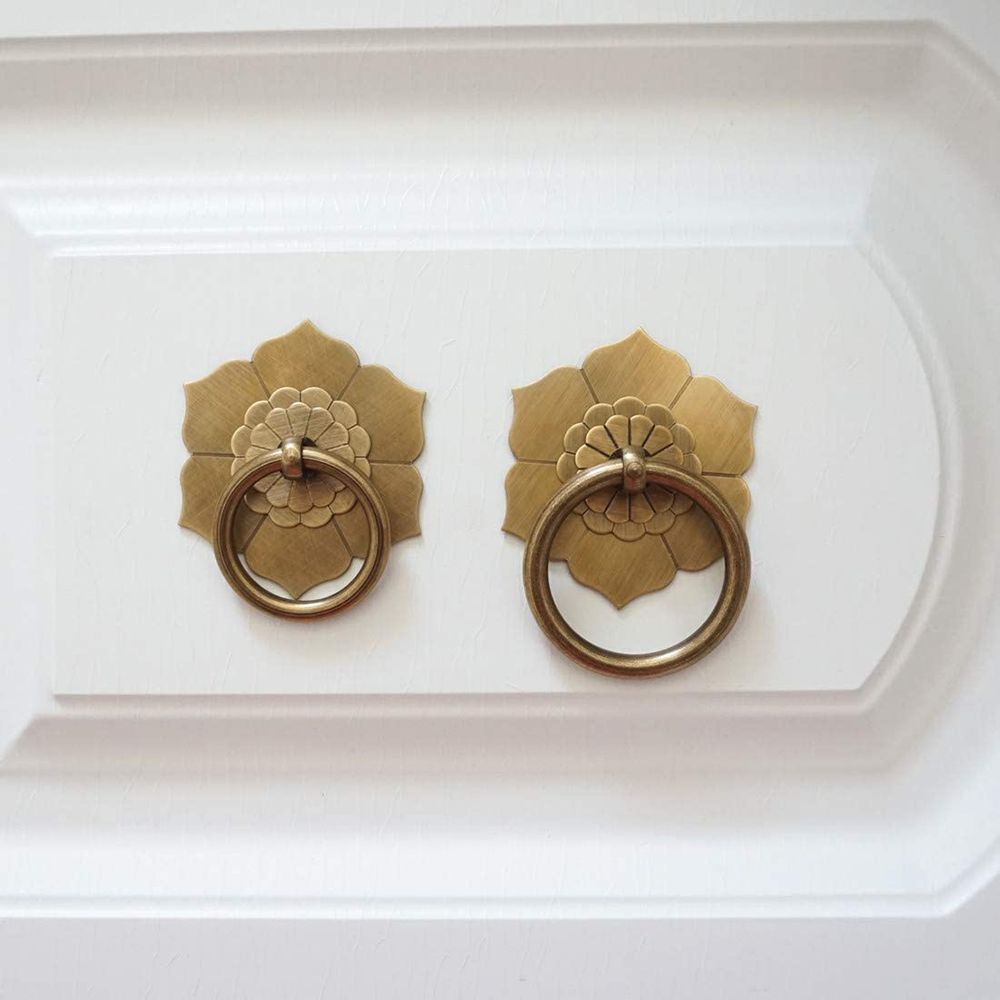 Antique Bronze Ring Pull Cabinet Handles Vintage Drawer Knobs Furniture Hardware 3