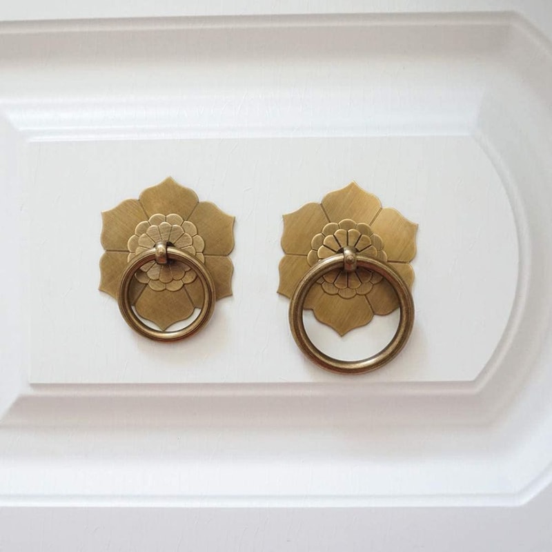 Antique Bronze Ring Pull Cabinet Handles Vintage Drawer Knobs Furniture Hardware 3