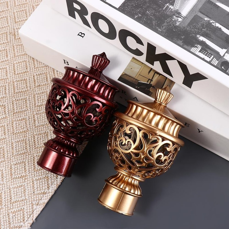 Elegant Hollow Curtain Rod Finials Decorative End Caps for Drapery Rods