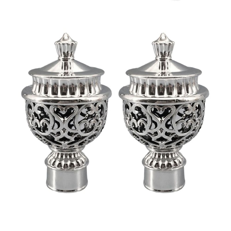 Elegant Hollow Curtain Rod Finials Decorative End Caps for Drapery Rods