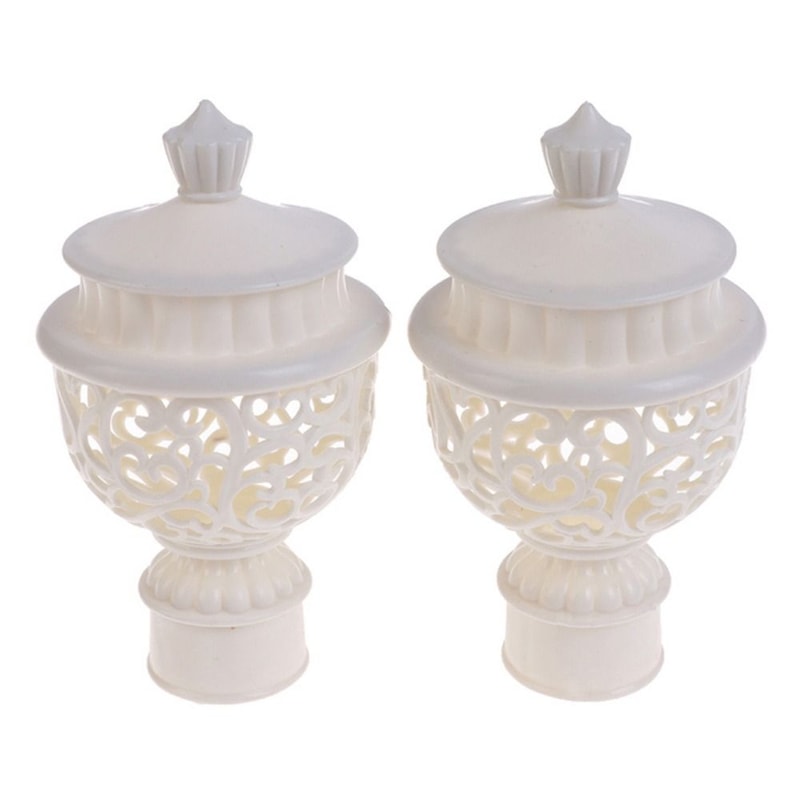 Elegant Hollow Curtain Rod Finials Decorative End Caps for Drapery Rods