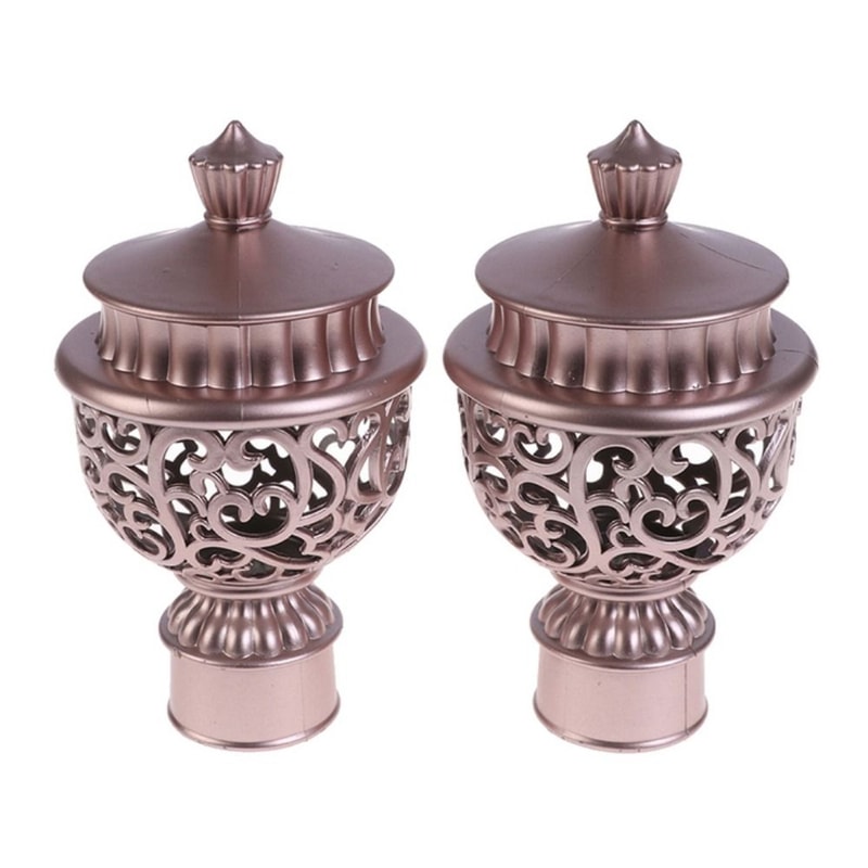 Elegant Hollow Curtain Rod Finials Decorative End Caps for Drapery Rods