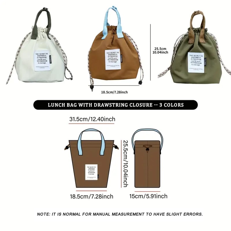 Large Capacity Insulated Lunch Bag Waterproof Drawstring Cooler Tote For Work School Picnic 4