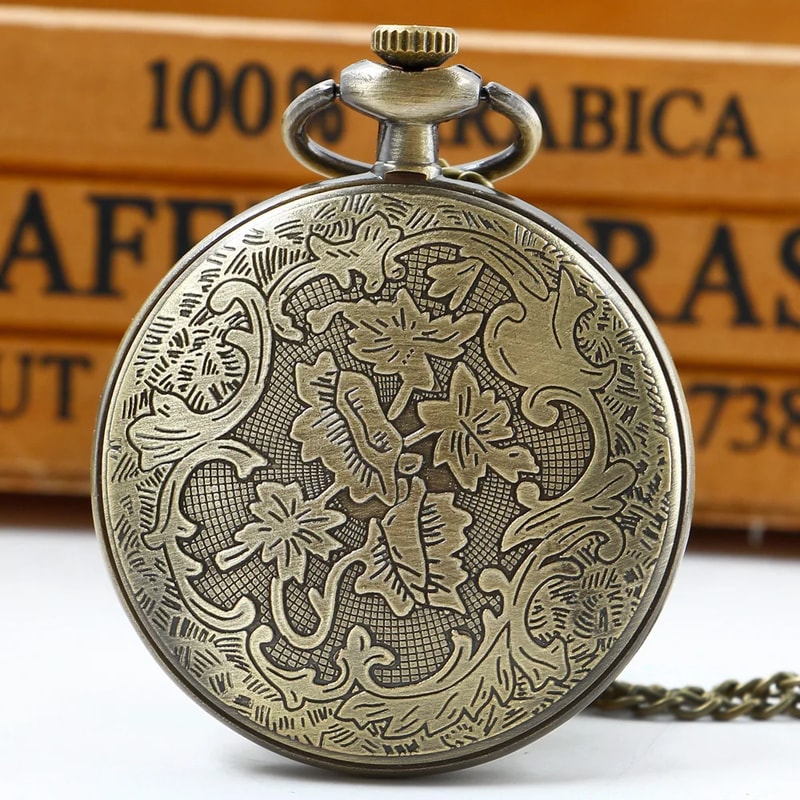 Vintage Steampunk Pocket Watch Necklace with Chain Pendant Quartz Timepiece Gift
