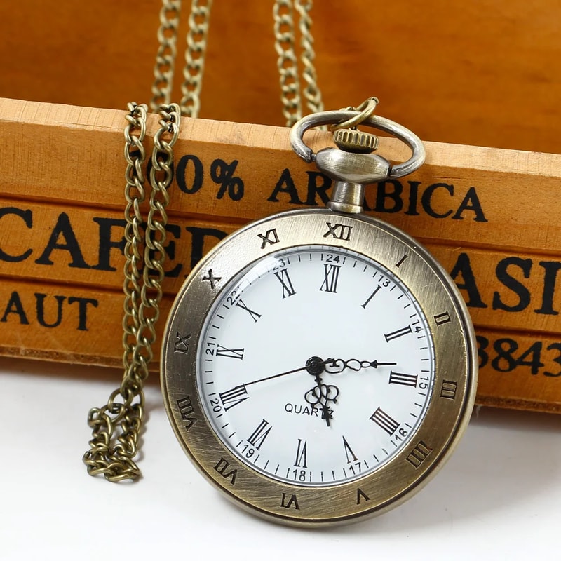 Vintage Steampunk Pocket Watch Necklace with Chain Pendant Quartz Timepiece Gift