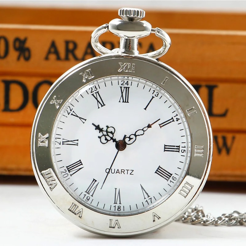 Vintage Steampunk Pocket Watch Necklace with Chain Pendant Quartz Timepiece Gift