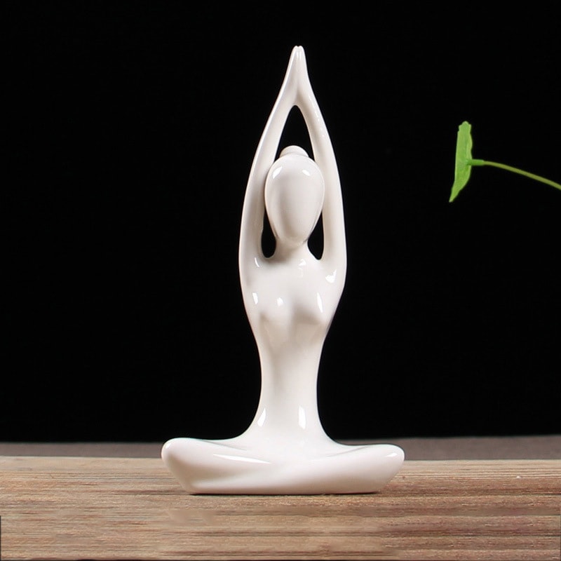 Ceramic Yoga Pose Figurine Abstract Sculpture Zen Home Decor