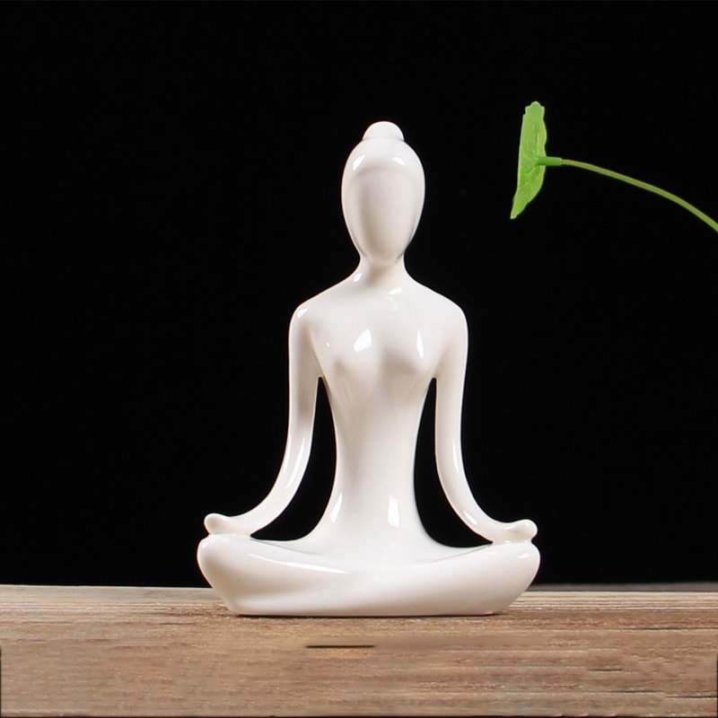 Ceramic Yoga Pose Figurine Abstract Sculpture Zen Home Decor