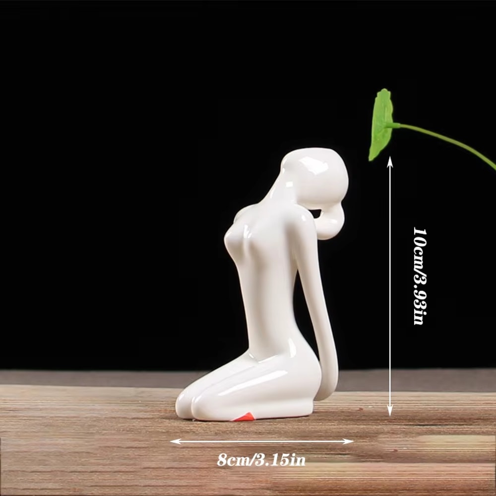 Ceramic Yoga Pose Figurine Abstract Sculpture Zen Home Decor