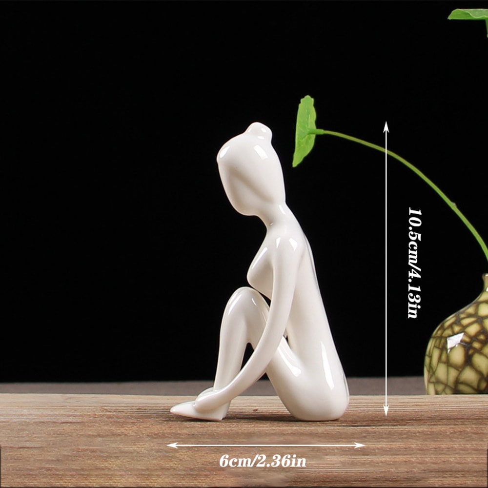 Ceramic Yoga Pose Figurine Abstract Sculpture Zen Home Decor