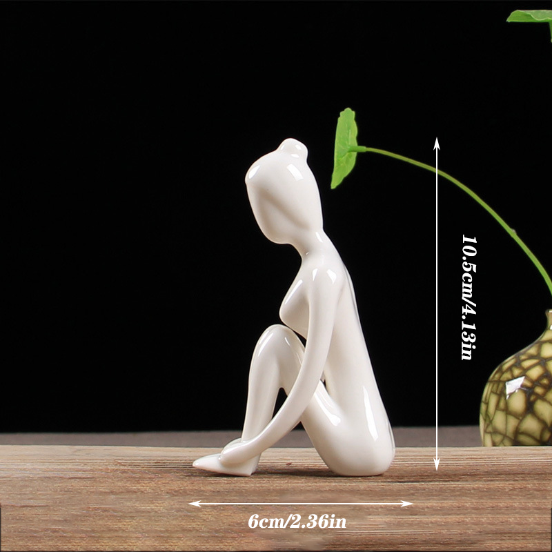 Ceramic Yoga Pose Figurine Abstract Sculpture Zen Home Decor