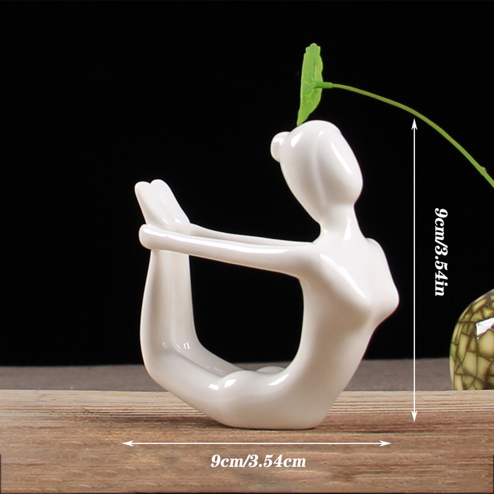 Ceramic Yoga Pose Figurine Abstract Sculpture Zen Home Decor
