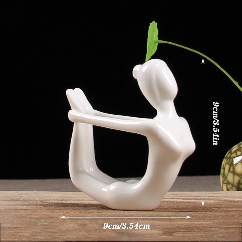 Ceramic Yoga Pose Figurine Abstract Sculpture Zen Home Decor