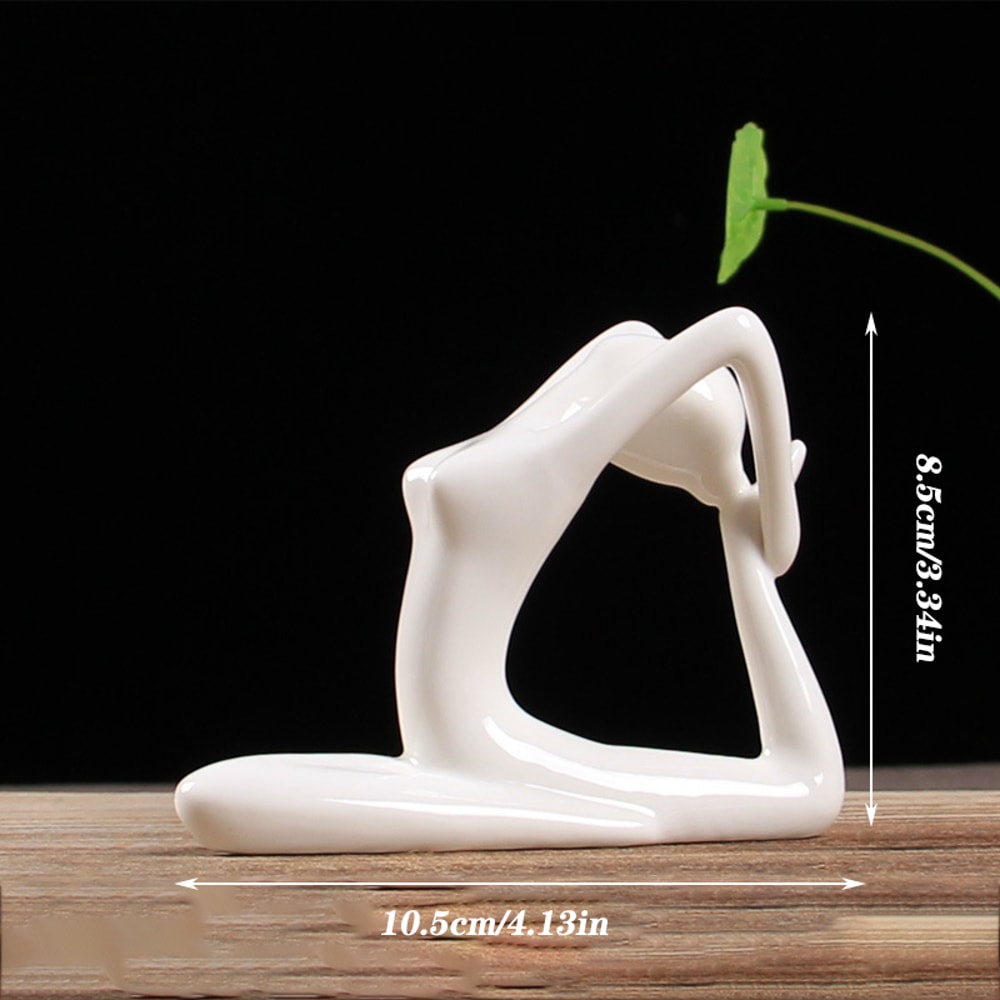 Ceramic Yoga Pose Figurine Abstract Sculpture Zen Home Decor