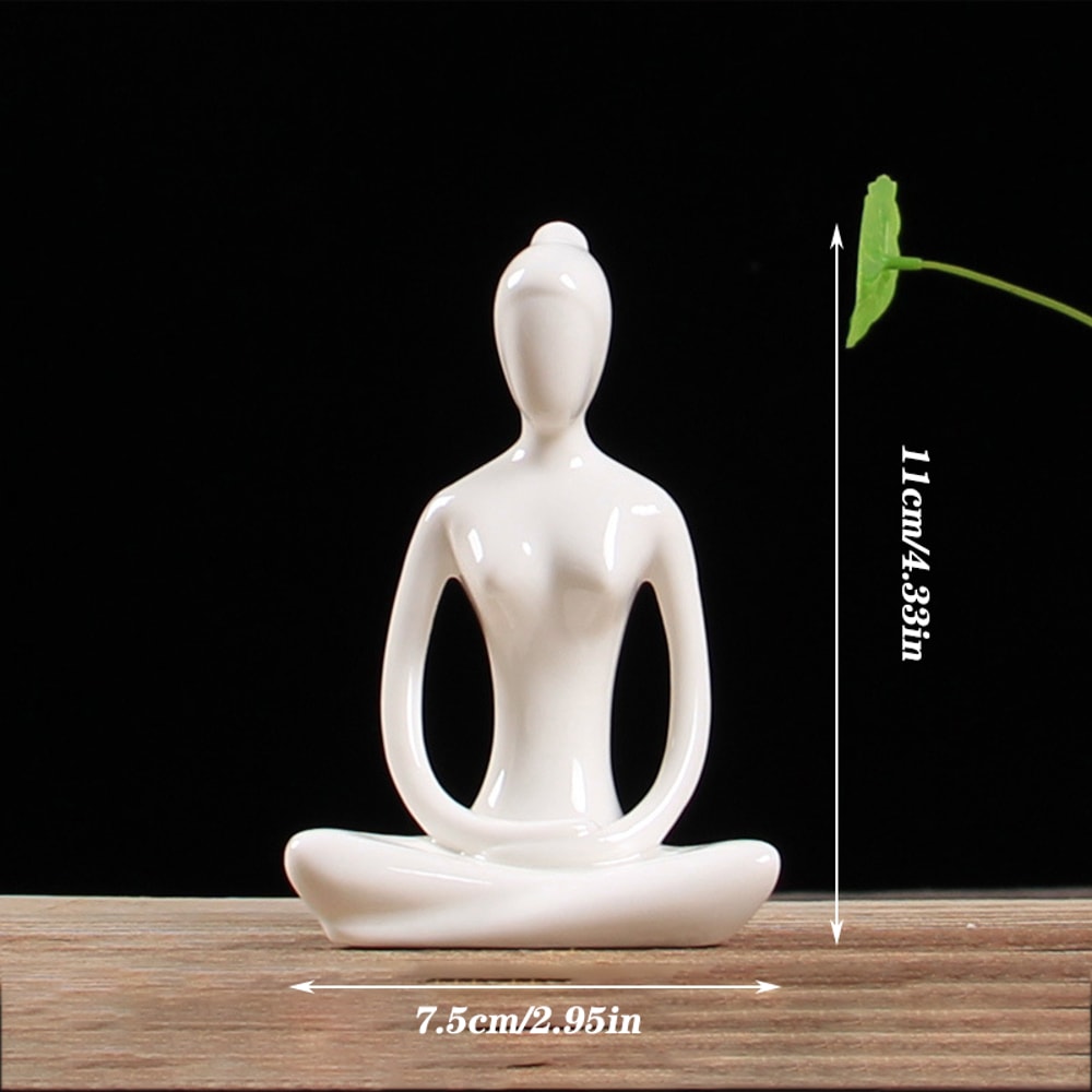 Ceramic Yoga Pose Figurine Abstract Sculpture Zen Home Decor
