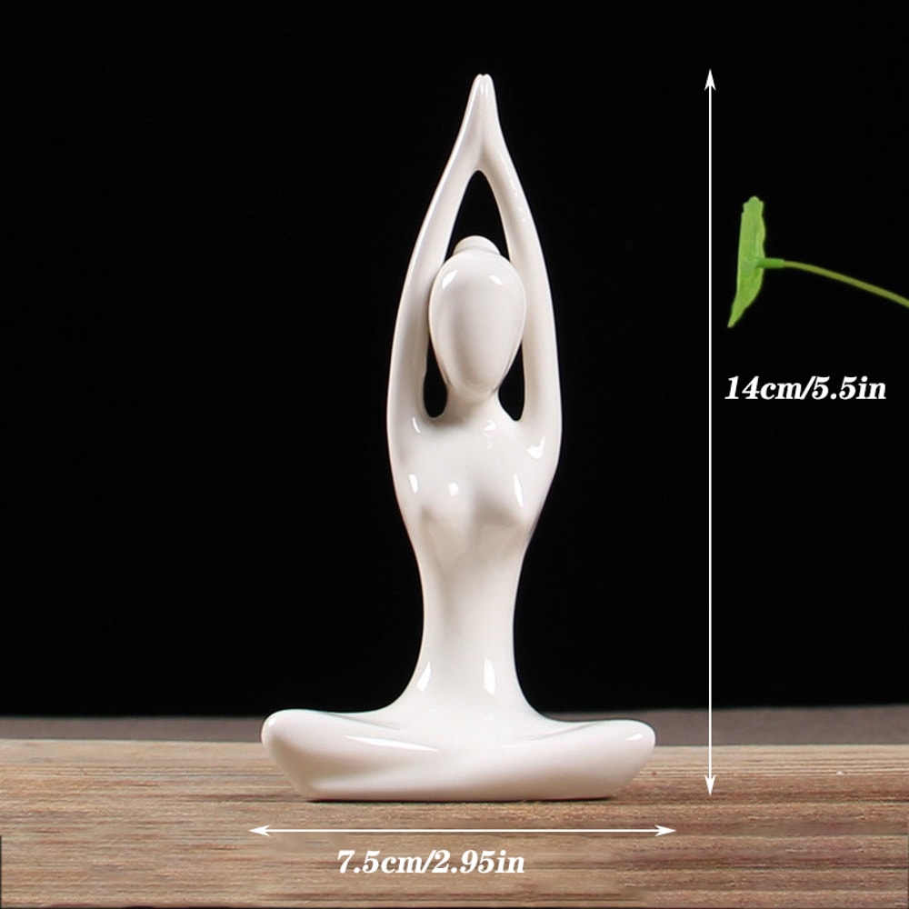 Ceramic Yoga Pose Figurine Abstract Sculpture Zen Home Decor