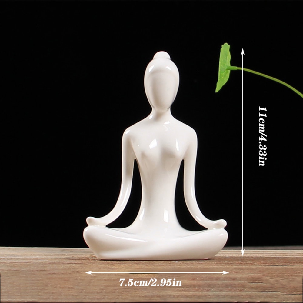 Ceramic Yoga Pose Figurine Abstract Sculpture Zen Home Decor