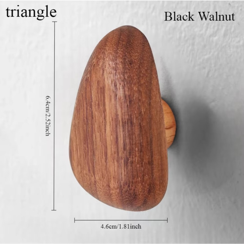 Nordic Solid Wood Pebble Cabinet Handles Black Walnut Drawer Pulls 1