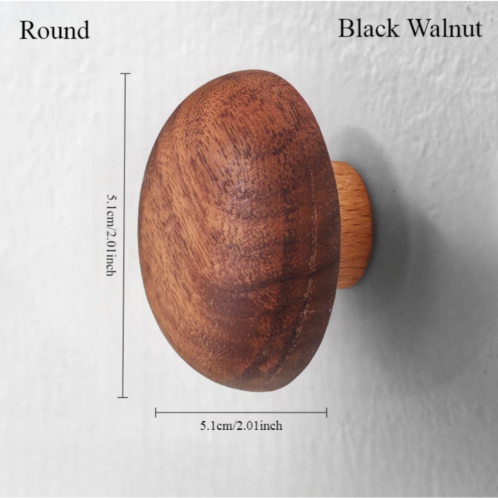 Nordic Solid Wood Pebble Cabinet Handles Black Walnut Drawer Pulls 4
