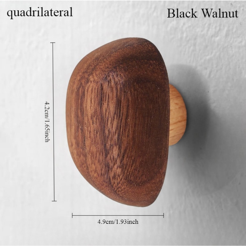 Nordic Solid Wood Pebble Cabinet Handles Black Walnut Drawer Pulls 5