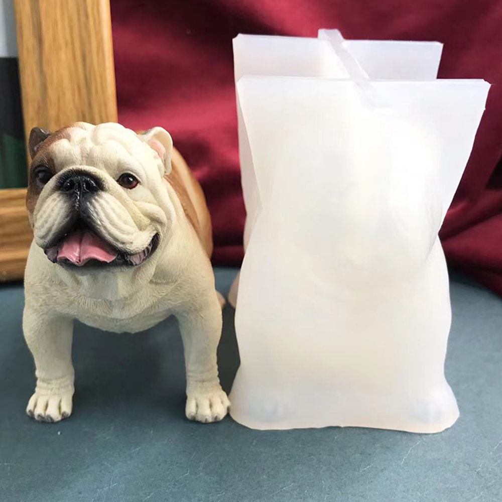 English Bulldog Silicone Mold For DIY Candle Soap Resin Casting 0