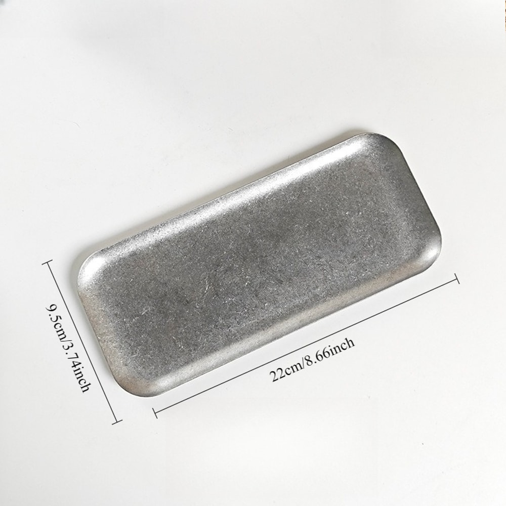 Retro Stainless Steel Serving Tray Oval Sushi Snack Plate Industrial Style Tableware 4