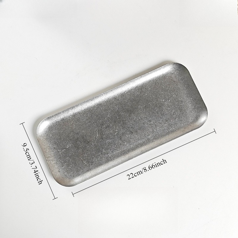 Retro Stainless Steel Serving Tray Oval Sushi Snack Plate Industrial Style Tableware 4