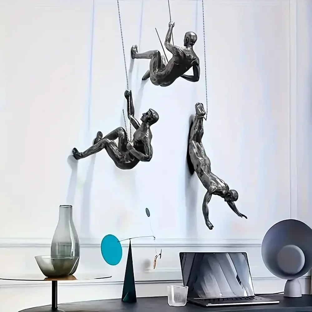 Creative Climbing Man Wall Sculpture Modern Art Decor 0
