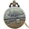 Vintage Bronze Clamshell Simple CastleStyle Carved Necklace Quartz Pocket Watch Gift For Male And F 6