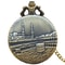 Vintage Bronze Clamshell Simple CastleStyle Carved Necklace Quartz Pocket Watch Gift For Male And F 6