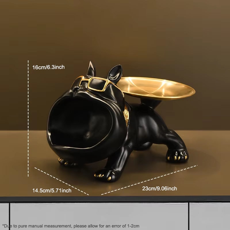 Bulldog Butler Tray Statue Decorative Storage Organizer for Home Decor
