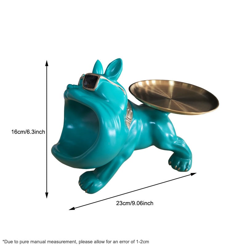Bulldog Butler Tray Statue Decorative Storage Organizer for Home Decor