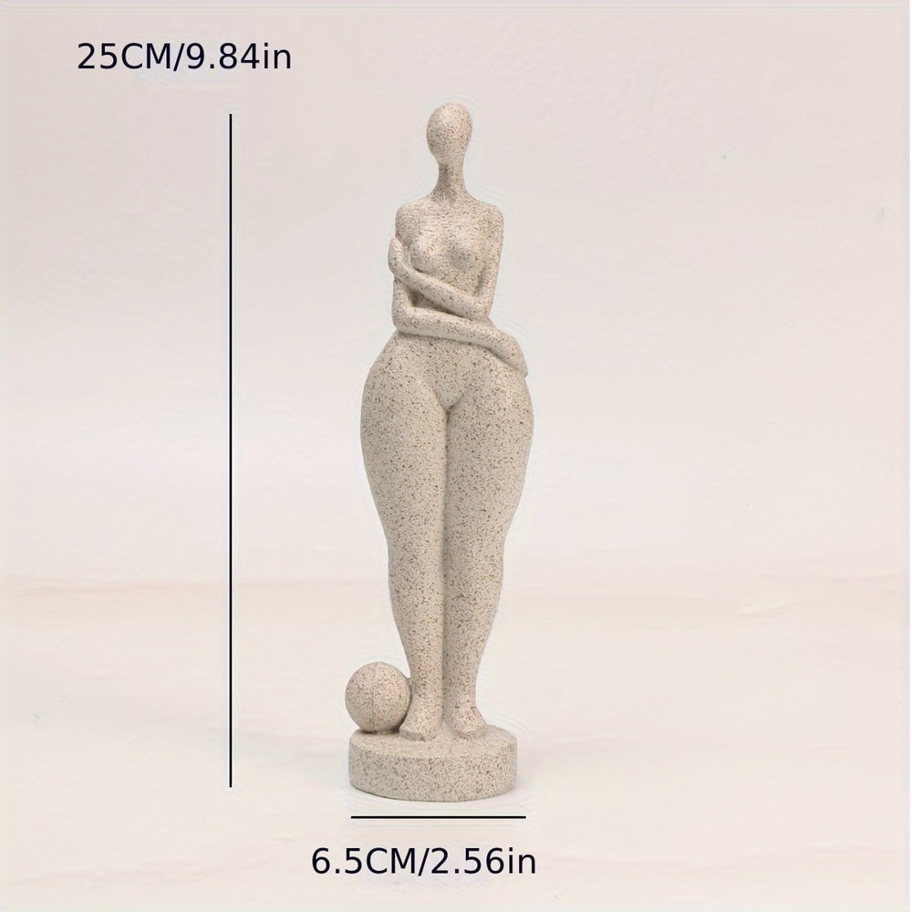 Sandstone Resin Chubby Woman Statue Handmade Abstract Sculpture for Modern Home Decor