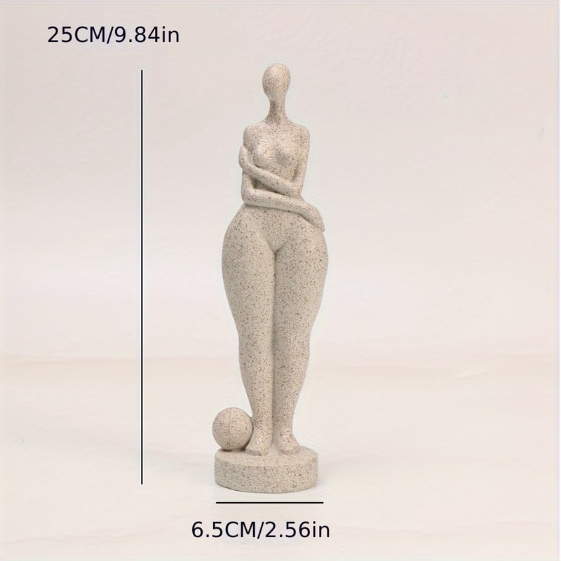 Sandstone Resin Chubby Woman Statue Handmade Abstract Sculpture for Modern Home Decor