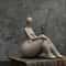 Sandstone Resin Chubby Woman Statue Handmade Abstract Sculpture for Modern Home Decor