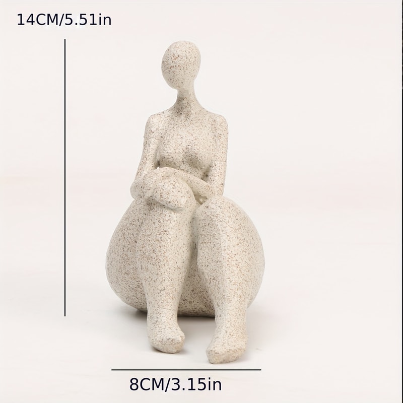 Sandstone Resin Chubby Woman Statue Handmade Abstract Sculpture for Modern Home Decor