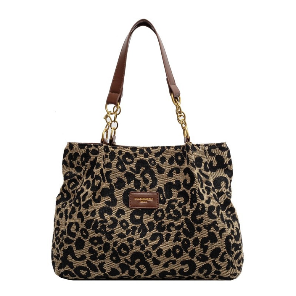 Retro Leopard Print Shoulder Bag Large Capacity Tote For Everyday Style 5