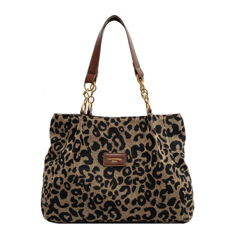 Retro Leopard Print Shoulder Bag Large Capacity Tote For Everyday Style 5