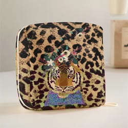 tiger print portable period pouch discreet sanitary napkin storage bag