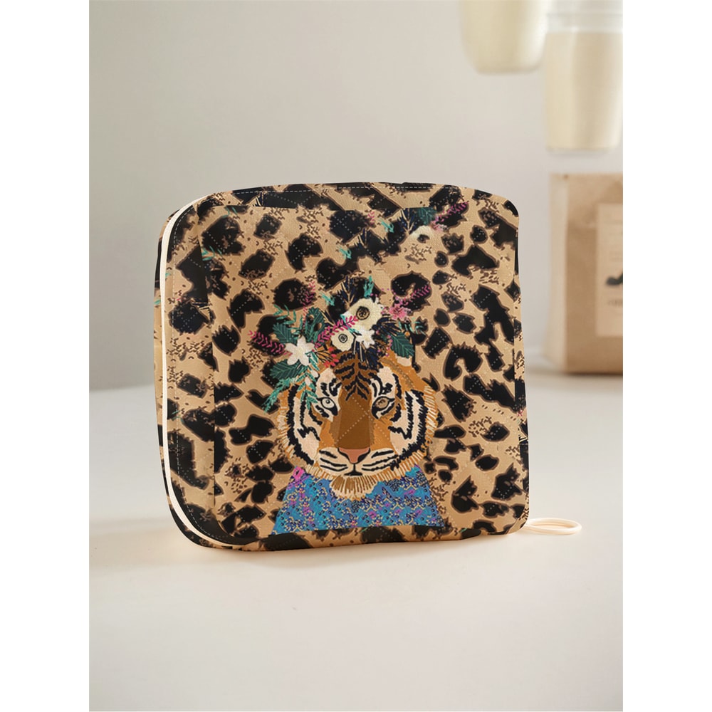 Tiger Print Portable Period Pouch Discreet Sanitary Napkin Storage Bag