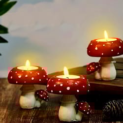 enchanted mushroom candle holder resin fairy garden decor