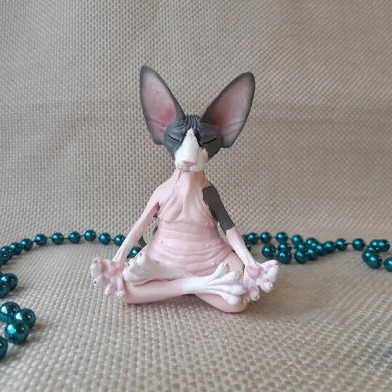 Zen Sphynx Cat Buddha Figurine Meditation Yoga Garden Decor Statue 4