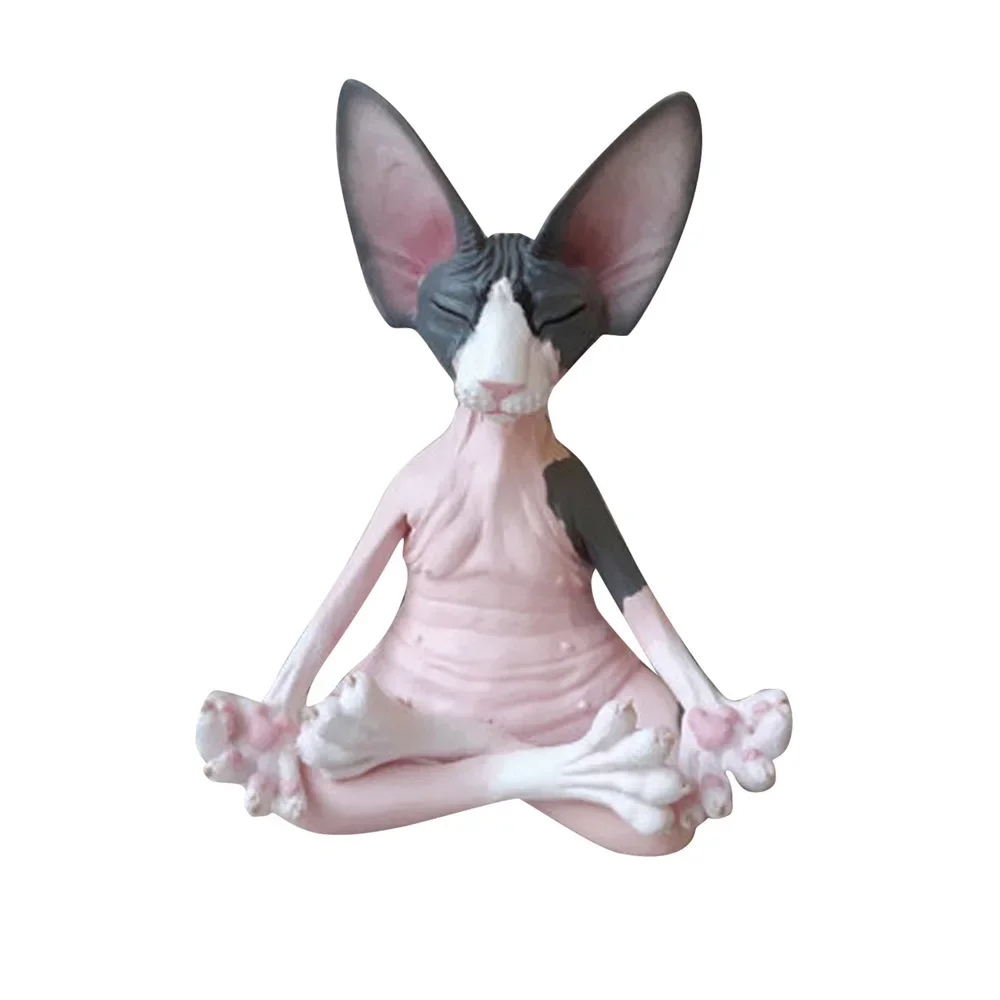 Zen Sphynx Cat Buddha Figurine Meditation Yoga Garden Decor Statue 6