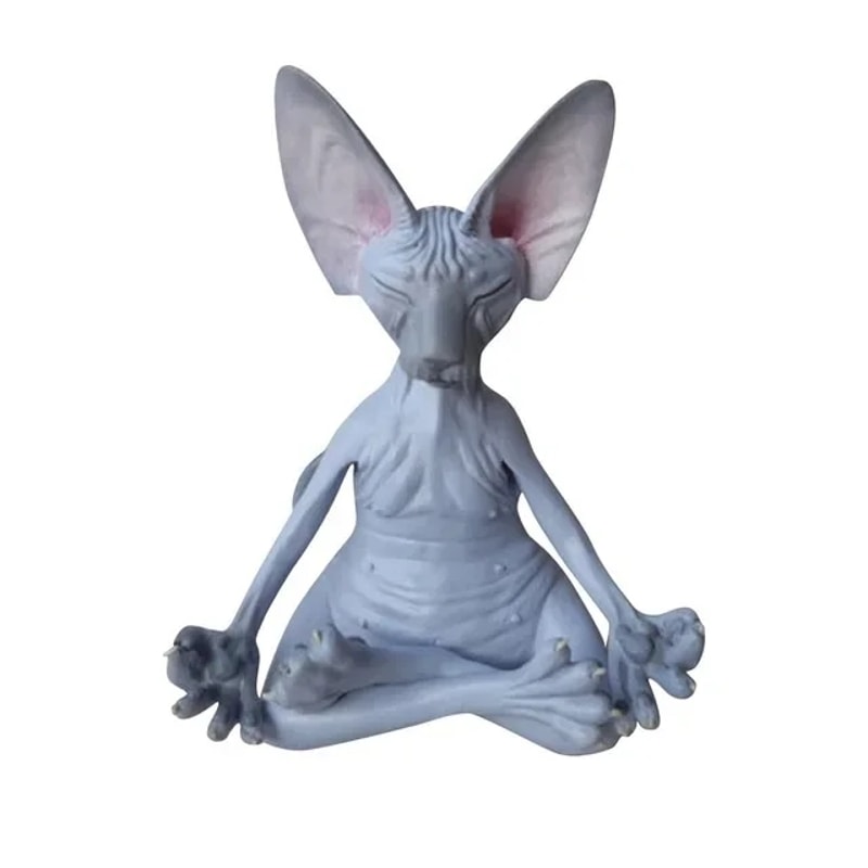 Zen Sphynx Cat Buddha Figurine Meditation Yoga Garden Decor Statue 7